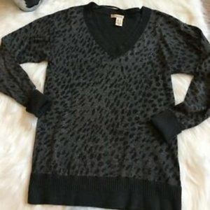 Black and Silver Leopard Print Sweater (Silver Metallic Thread)